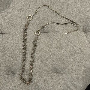 Long Silver Chain Statement Necklace